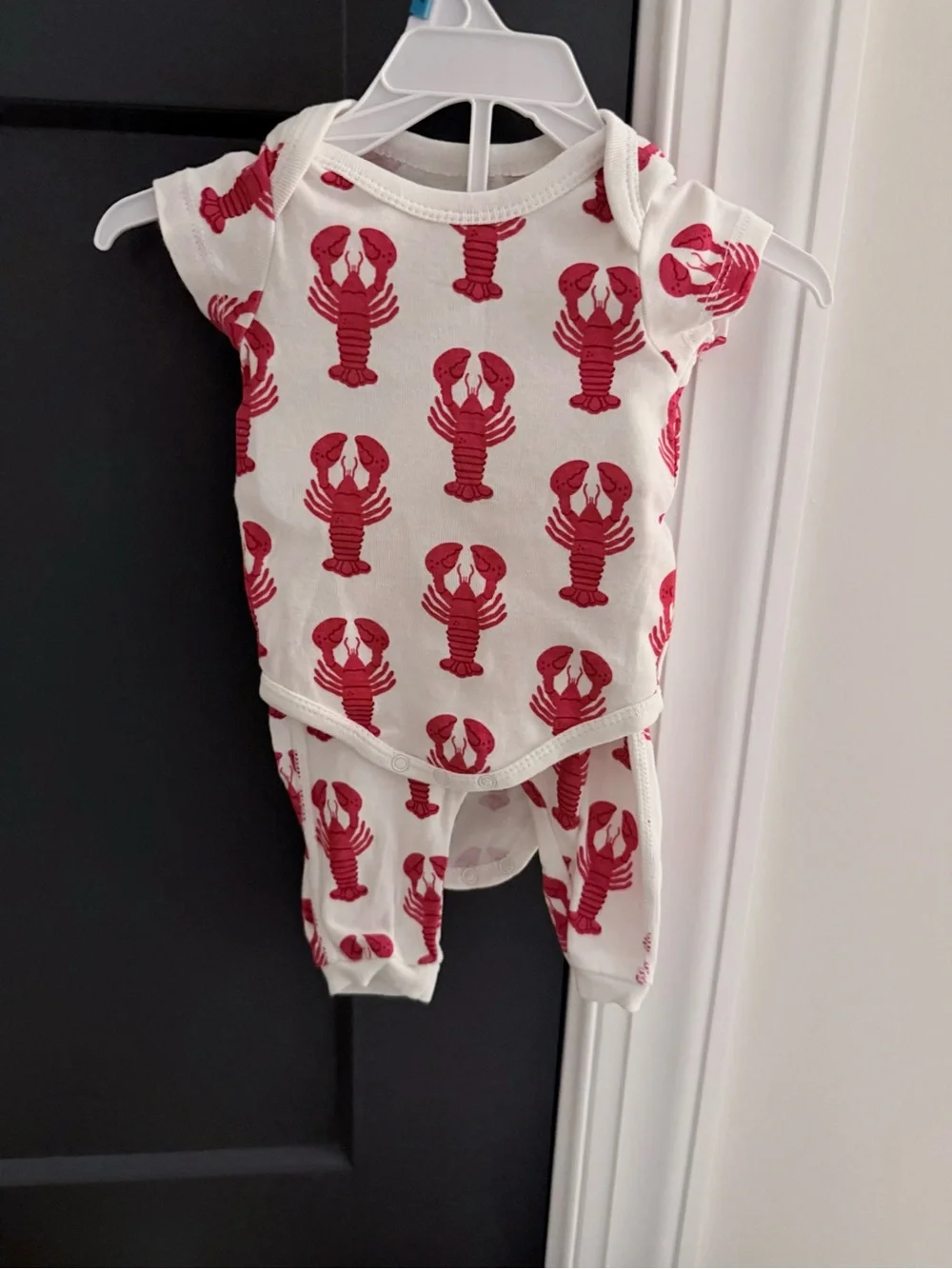 White and Red Lobster Two-Piece Baby Pajama Set